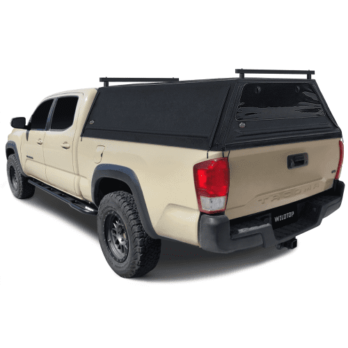 wildtop soft camper shell front rear windows black wildtop soft truck cap for 2015 2023 3rd gen toyota tacoma 6ft bed 73 7 in 42363975729365