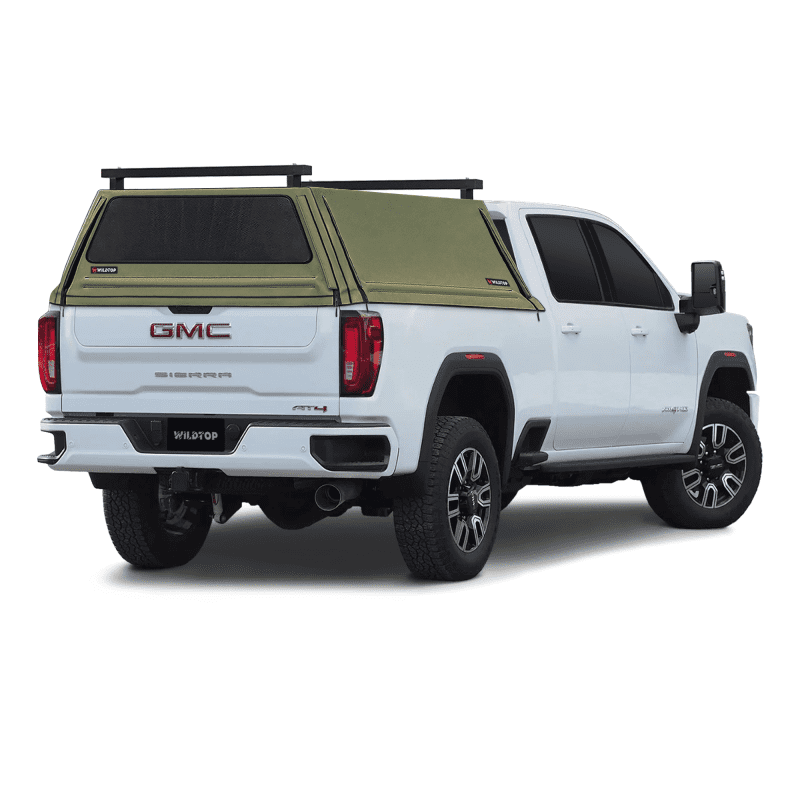 wildtop soft camper shell front rear windows gmc sierra 1500 2020 current military green wildtop soft top for chevrolet silverado gmc sierra 2020 current 1500 standard bed 82 2 in 42363955282133