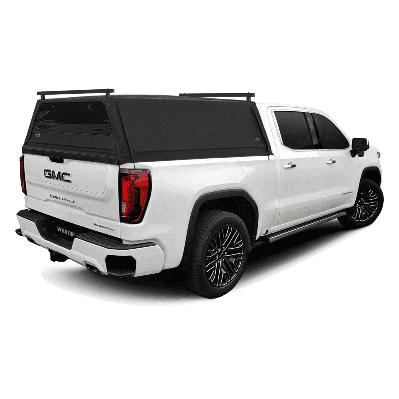 wildtop soft camper shell front rear windows gmc sierra 1500 limited short beds 69 9 in black wildtop soft top for 2019 current chevrolet silverado gmc sierra short bed 69 9 in 42363965309141