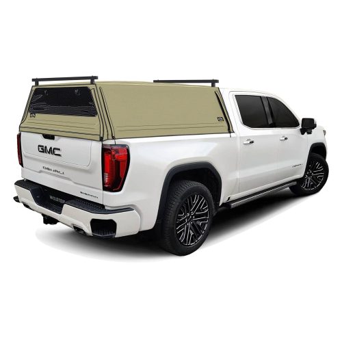 wildtop soft camper shell front rear windows gmc sierra 1500 limited short beds 69 9 in tan wildtop soft top for 2019 current chevrolet silverado gmc sierra short bed 69 9 in 42363965440213