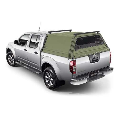 wildtop soft camper shell front rear windows military green wildtop nissan frontier soft truck cap 2013 2021 4 11 bed 59 5 in 42363978121429