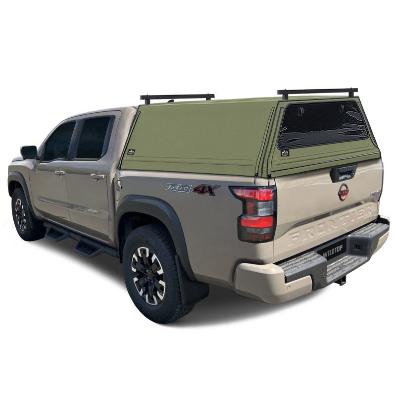 wildtop soft camper shell front rear windows military green wildtop nissan frontier soft truck cap for 2022 current 4 11 bed 59 5 in 42363982938325