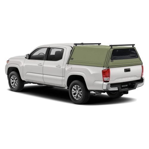 wildtop soft camper shell front rear windows military green wildtop soft truck cap for 2015 2023 3rd gen toyota tacoma 5ft bed 60 5 in 42363973468373