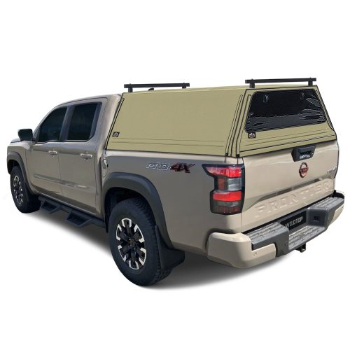 wildtop soft camper shell front rear windows tan wildtop nissan frontier soft truck cap for 2022 current 4 11 bed 59 5 in 42363983003861