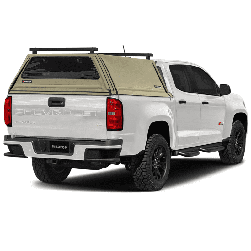 wildtop soft camper shell front rear windows tan wildtop soft top for 2015 2022 gen 2 chevrolet colorado 5 2 bed 61 7 in 42363985789141