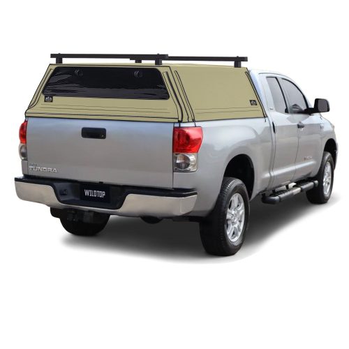 wildtop soft camper shell front rear windows tan wildtop soft truck cap for 2007 2013 toyota tundra 6 7 bed 78 7 in 42363971797205