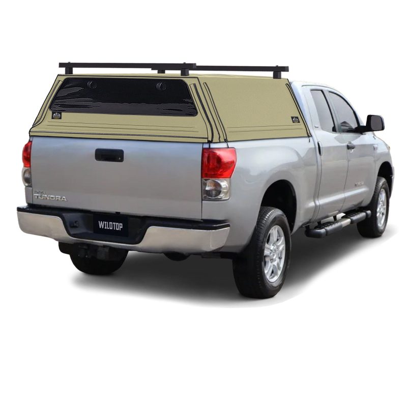 wildtop soft camper shell front rear windows tan wildtop soft truck cap for 2007 2013 toyota tundra 6 7 bed 78 7 in 42363971797205