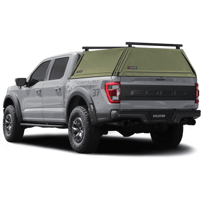 wildtop soft camper shell no windows 2015 2020 military green wildtop soft truck cap for 2015 2023 ford f150 5 5 ft bed 67 1 in 42363949383893