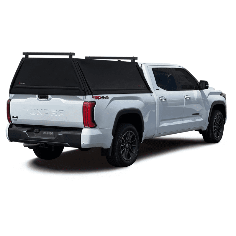 wildtop soft camper shell no windows black wildtop soft truck cap for 2022 current toyota tundra 6 5ft bed 77 6 in 42363956953301