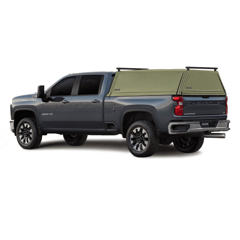 wildtop soft camper shell no windows chevrolet silverado 1500 2020 current military green wildtop soft top for chevrolet silverado gmc sierra 2020 current 1500 standard bed 82 2 in 42363955183829