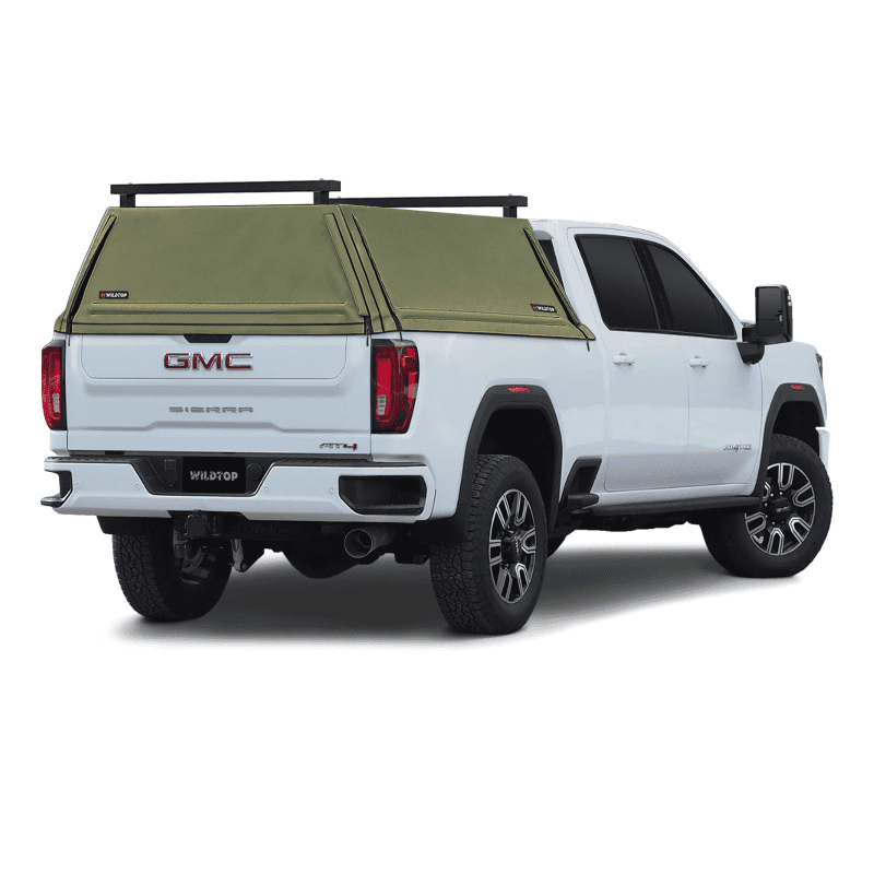 wildtop soft camper shell no windows gmc sierra 1500 2020 current military green wildtop soft top for chevrolet silverado gmc sierra 2020 current 1500 standard bed 82 2 in 42363955249365