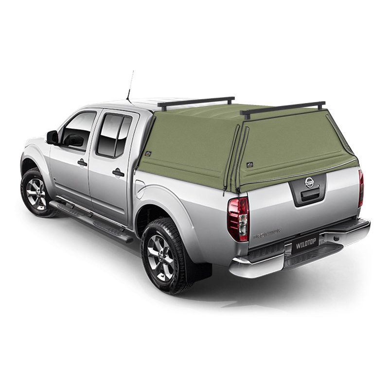 wildtop soft camper shell no windows military green wildtop nissan frontier soft truck cap 2013 2021 4 11 bed 59 5 in 42363978154197