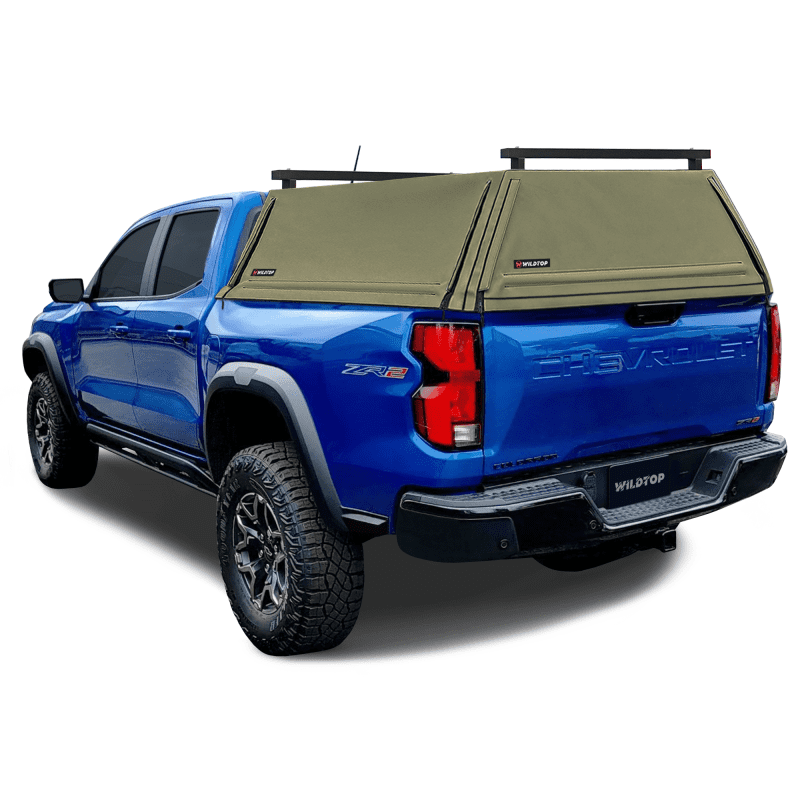 wildtop soft camper shell no windows military green wildtop soft top for 2023 current gen 3 chevrolet colorado 5 2 bed 61 7 in 42363992015061