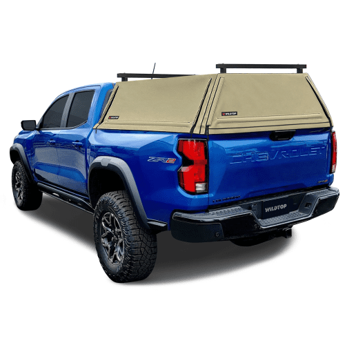 wildtop soft camper shell no windows tan wildtop soft top for 2023 current gen 3 chevrolet colorado 5 2 bed 61 7 in 42363992080597