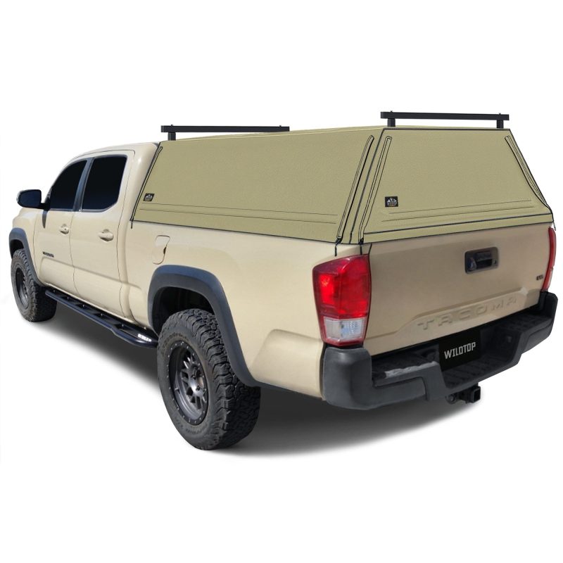 wildtop soft camper shell no windows tan wildtop soft truck cap for 2015 2023 3rd gen toyota tacoma 6ft bed 73 7 in 42363975860437